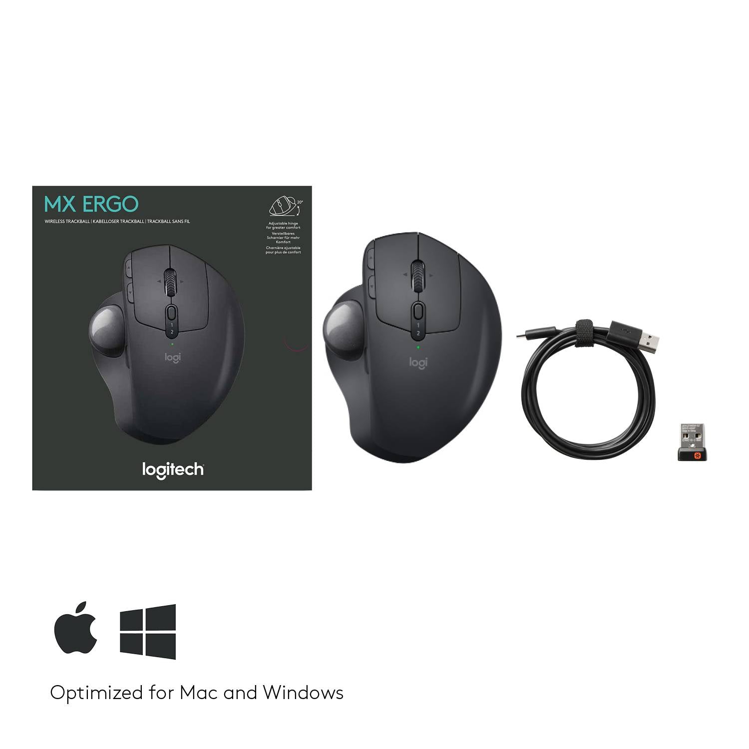 Logitech Wireless Mouse  MX ERGO  Trackball A new standard of comfort and precision Advanced tracking