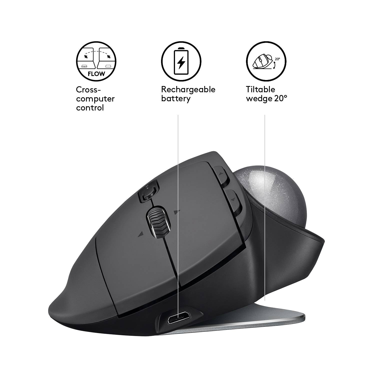 Logitech Wireless Mouse  MX ERGO  Trackball A new standard of comfort and precision Advanced tracking