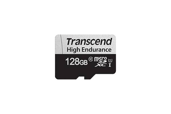 TRANSCEND 350V 128GB HIGH ENDURANCE MICRO SD UHS-I  U1 CLASS10 - READ 100 MB/S - WRITE 45MB/S - 170TBW ENDURANCE WITH SD ADPTOR
