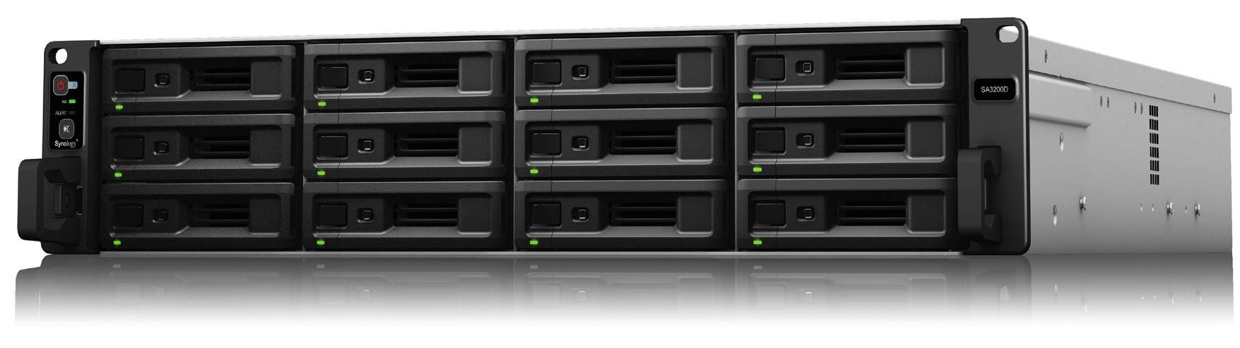 RackStation 12 bay (up to 36-bay); 4 Core 2.4GHz; 8GB DDR4 ECC UDIMM RAM (up to 64GB); 2x GbE LAN; 1x 10GbE LAN;