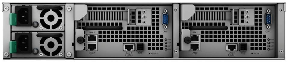 RackStation 12 bay (up to 36-bay); 4 Core 2.4GHz; 8GB DDR4 ECC UDIMM RAM (up to 64GB); 2x GbE LAN; 1x 10GbE LAN;