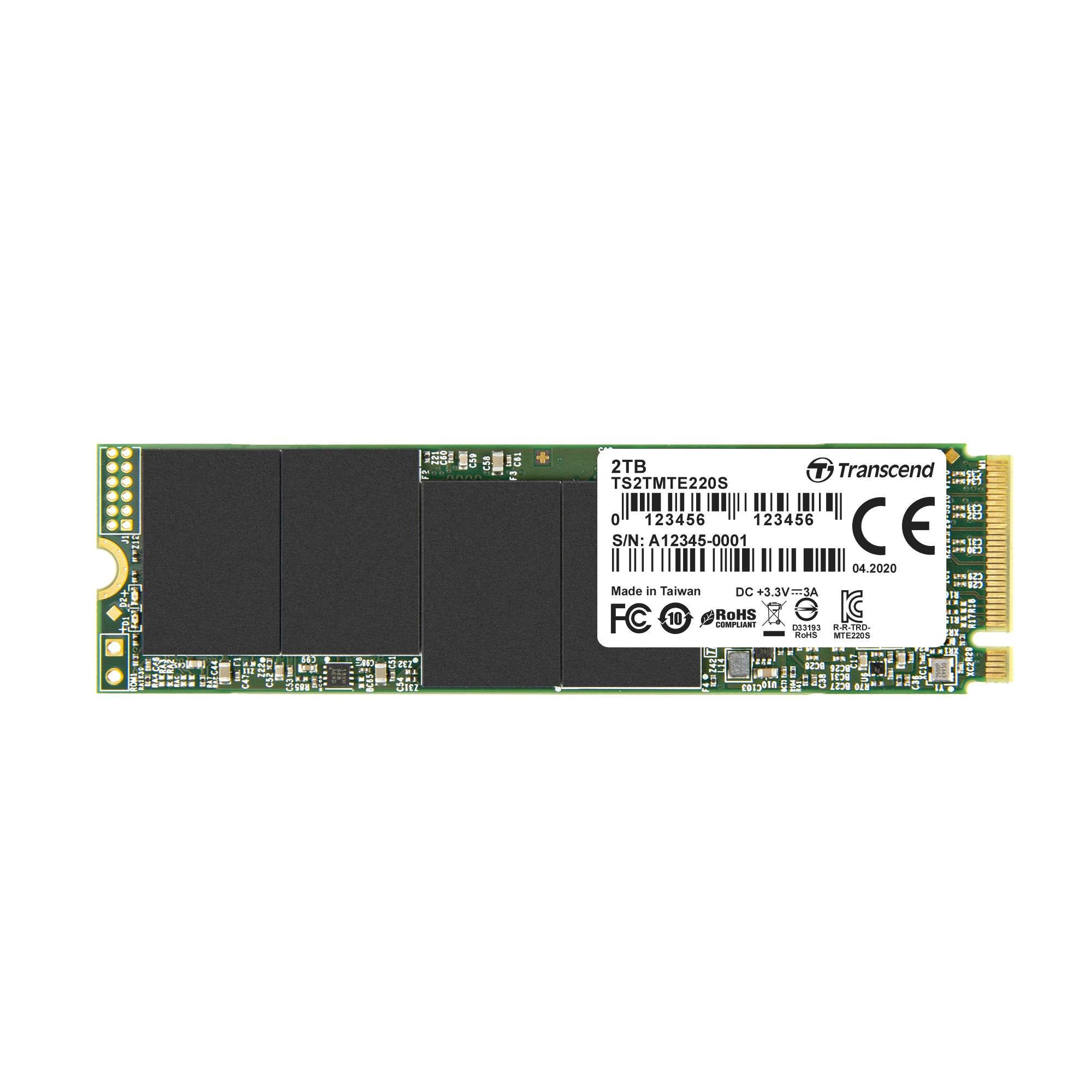 TRANSCEND 2TB MTE220S PCI-E M.2 2280 SSD NVMe 1.3- 3D TLC with DRAM Cache