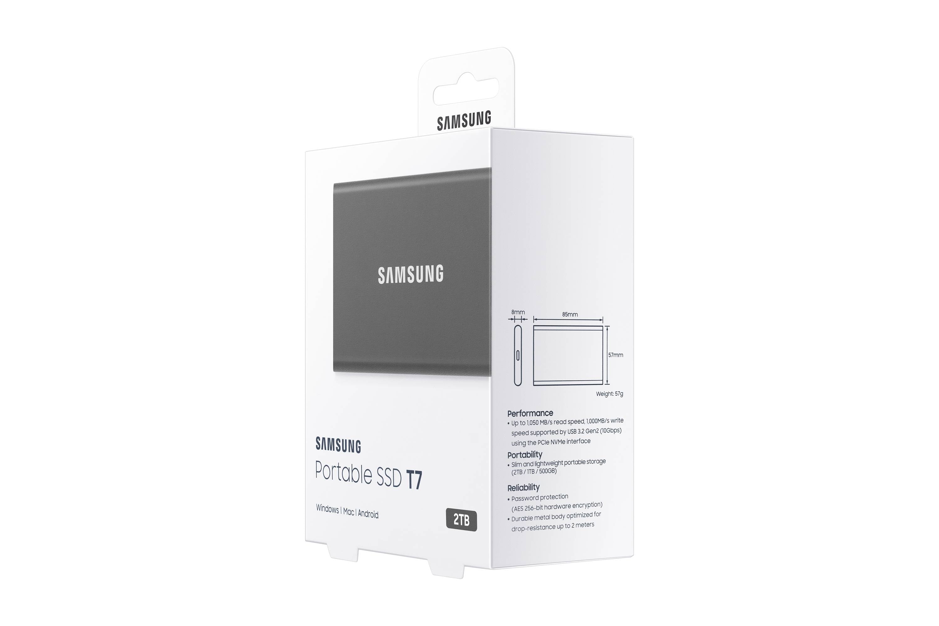SAMSUNG  2TB T7 PORTABLE SSD  - TITAN GREY