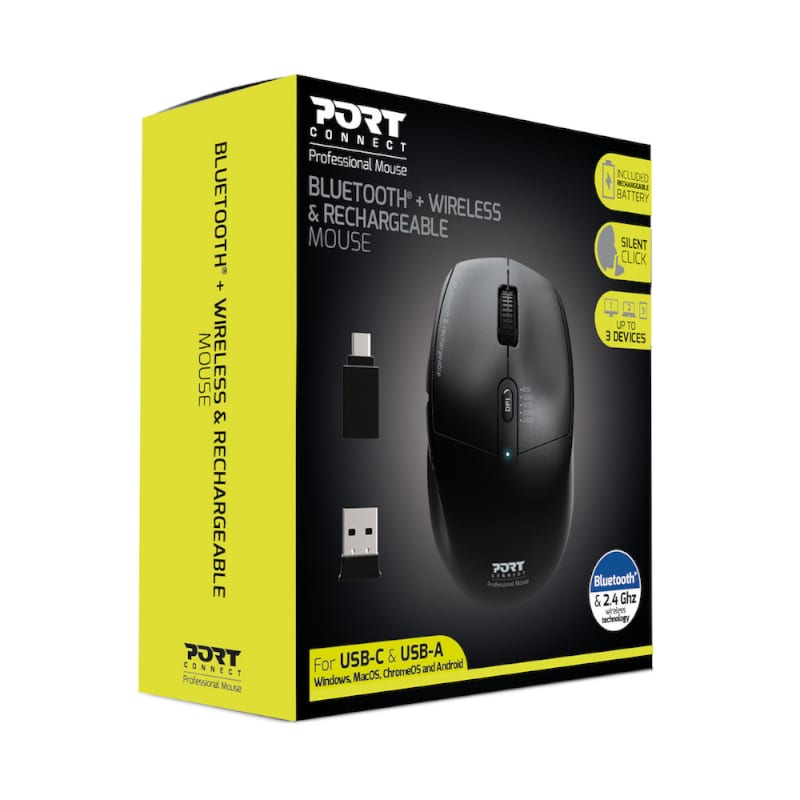 PORT MOUSE RECHARGEABLE BT BLK