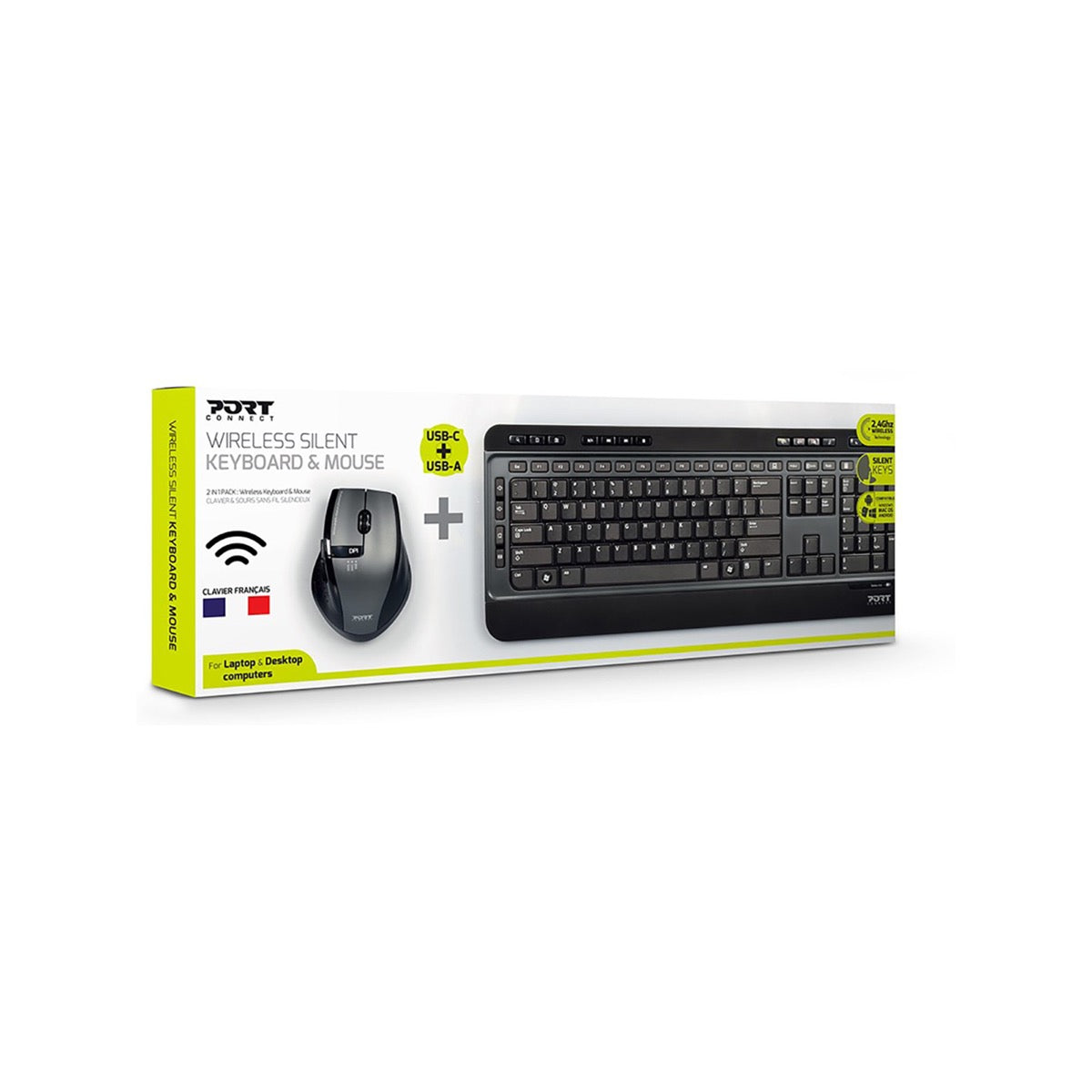 PORT WIRELESS KEYBOARD & MOUSE BUNDLE - SILENT - BLACK-0