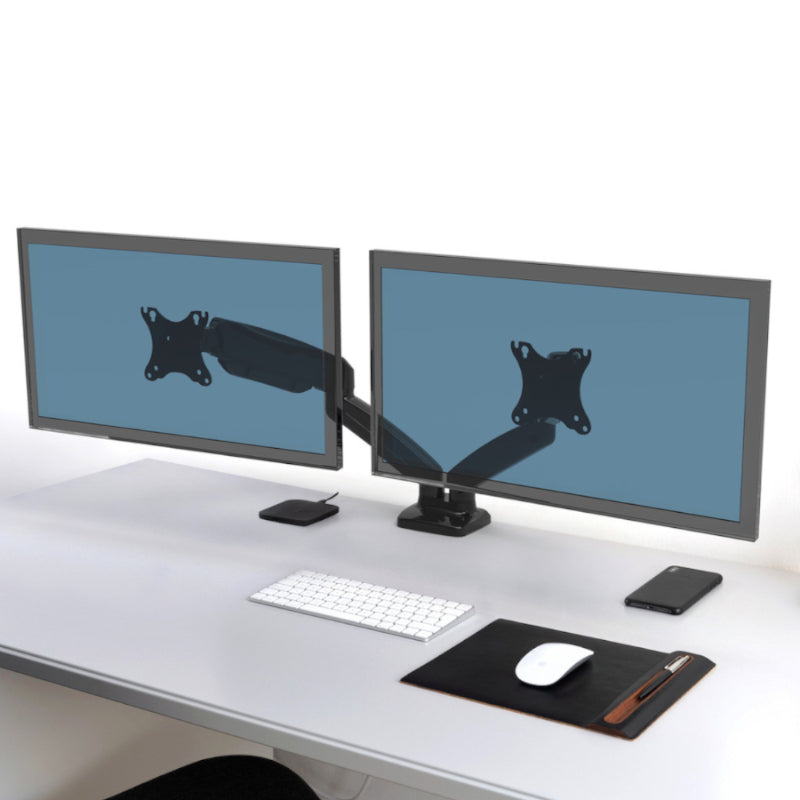 PORT MONITOR ARM DUAL BK