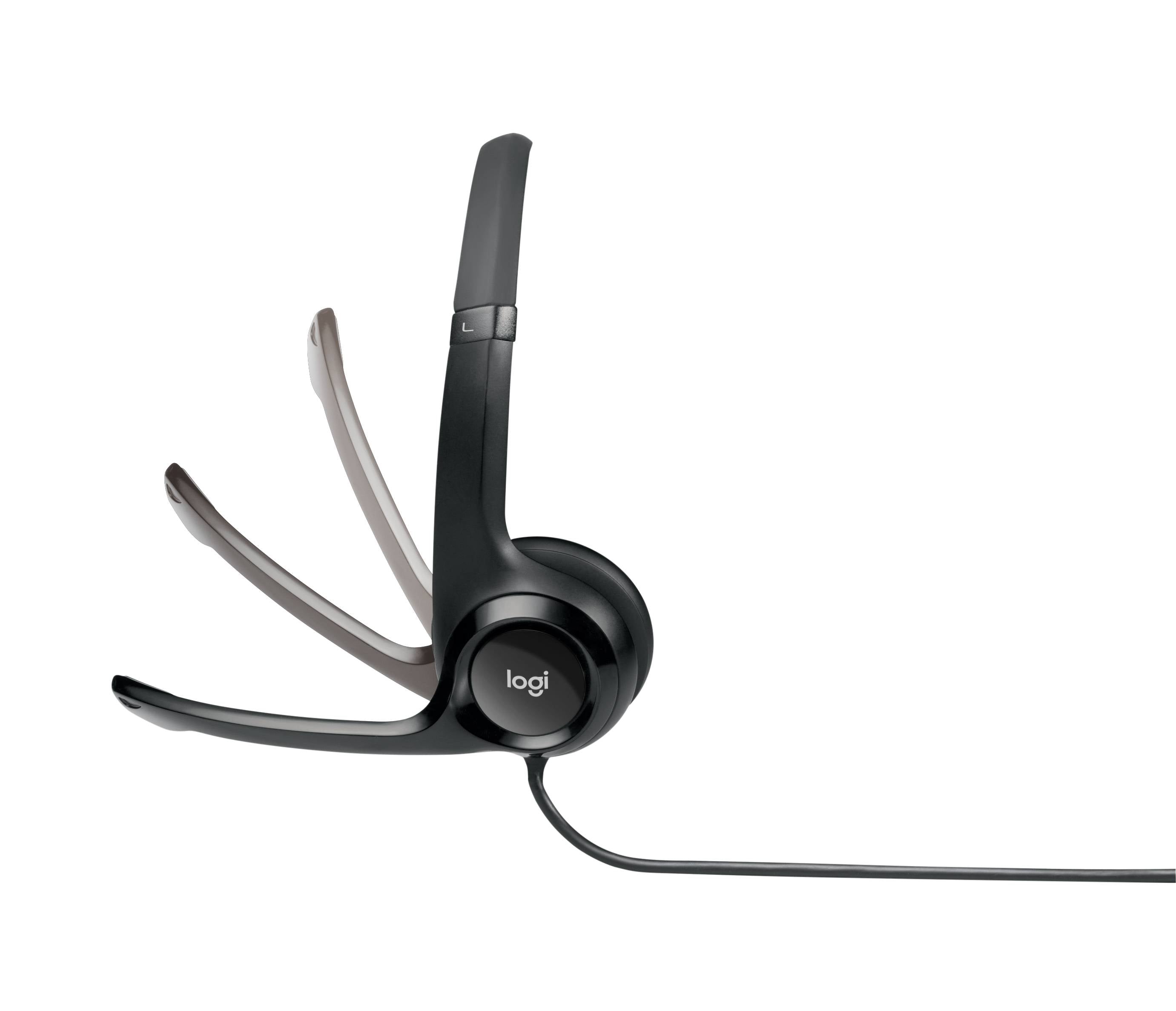 Logitech Headset H390 Black USB Stereo Internet headset adjustable headband Noise cancelling rotating microphone Cable length 2.