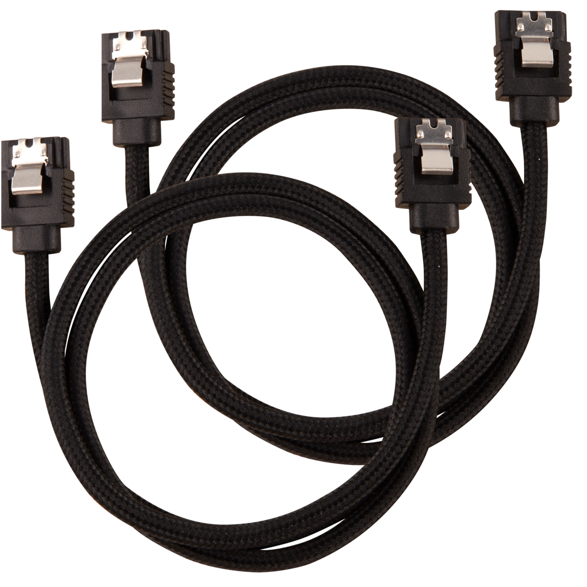 Premium Sleeved SATA 6Gbps 60cm Straight Cable - Black