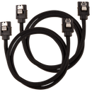 Premium Sleeved SATA 6Gbps 60cm Straight Cable - Black