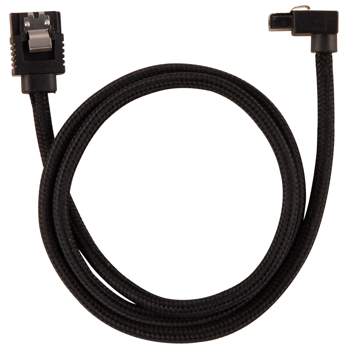 Premium Sleeved SATA 6Gbps 60cm 90° Connector Cable — Black