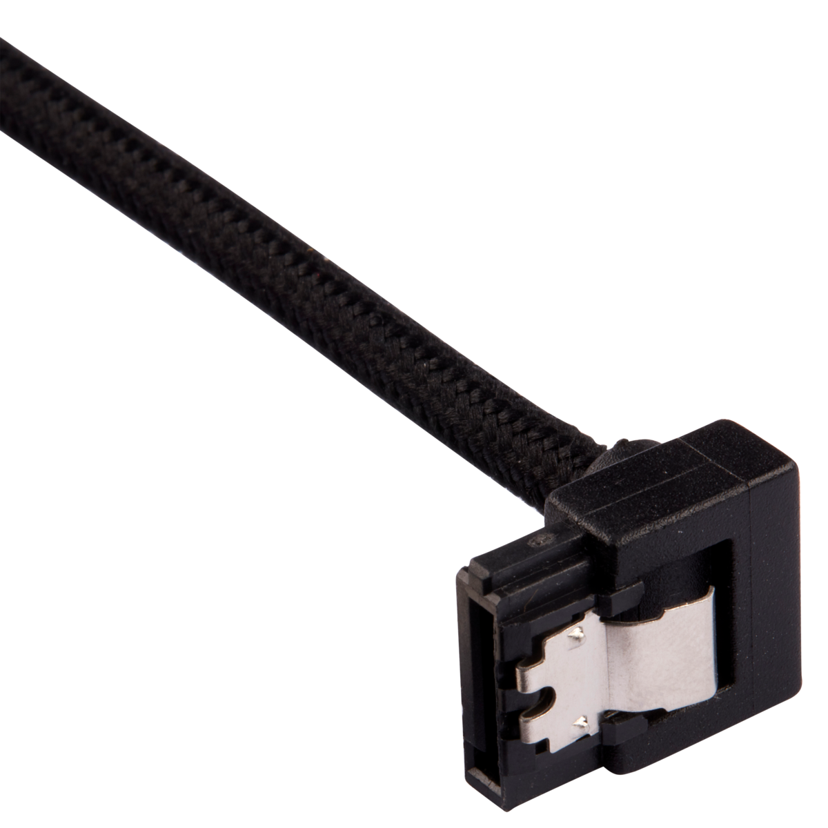 Premium Sleeved SATA 6Gbps 60cm 90° Connector Cable — Black