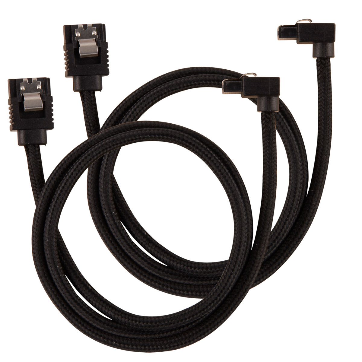 Premium Sleeved SATA 6Gbps 60cm 90° Connector Cable — Black