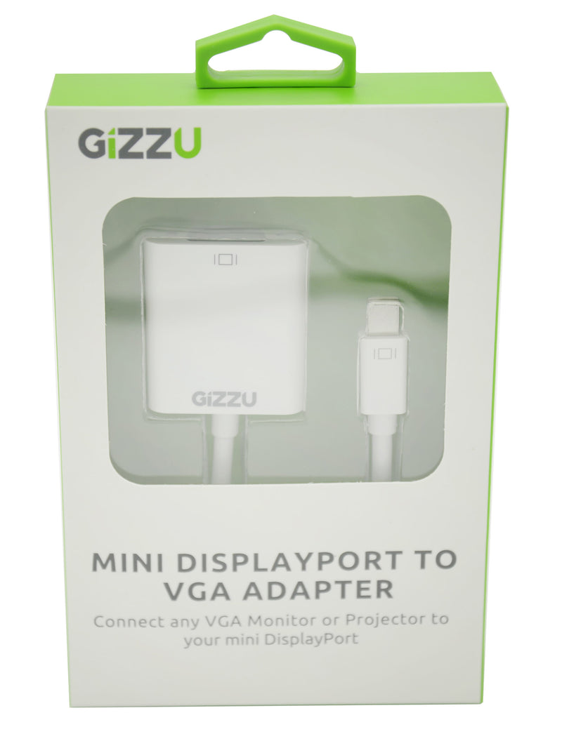 GIZZU Mini Display Port to VGA Adapter - White - Platinum Selection