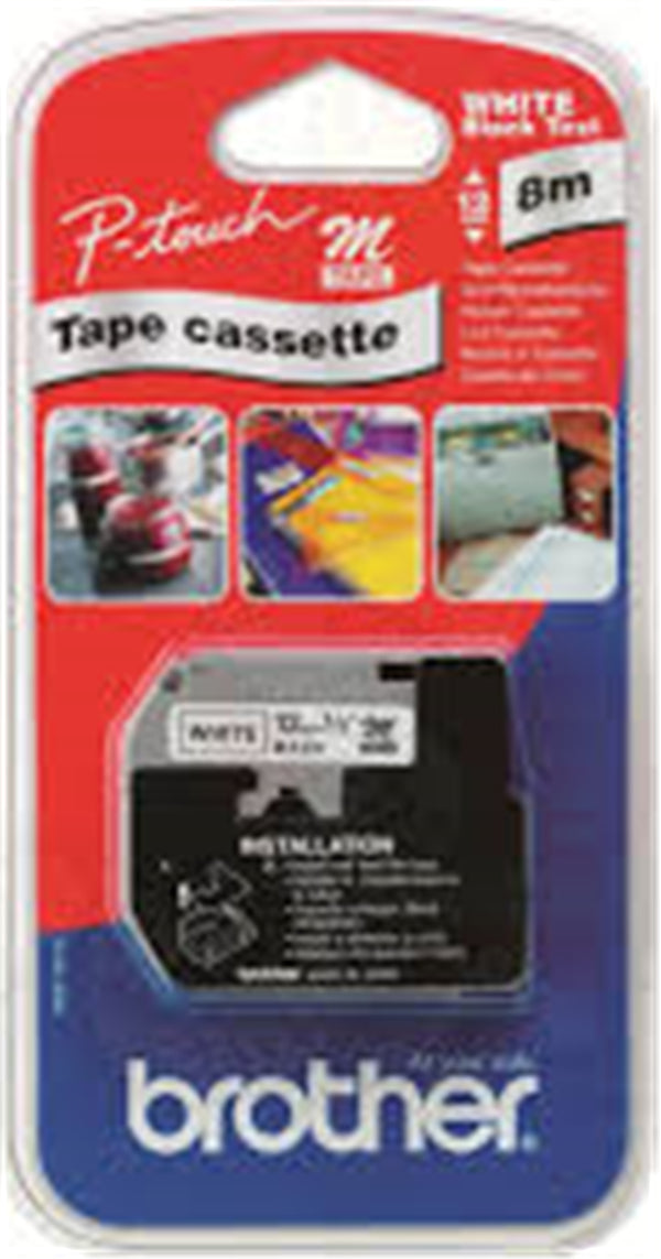 Non Laminated Tape 8M X 12MM Black On White