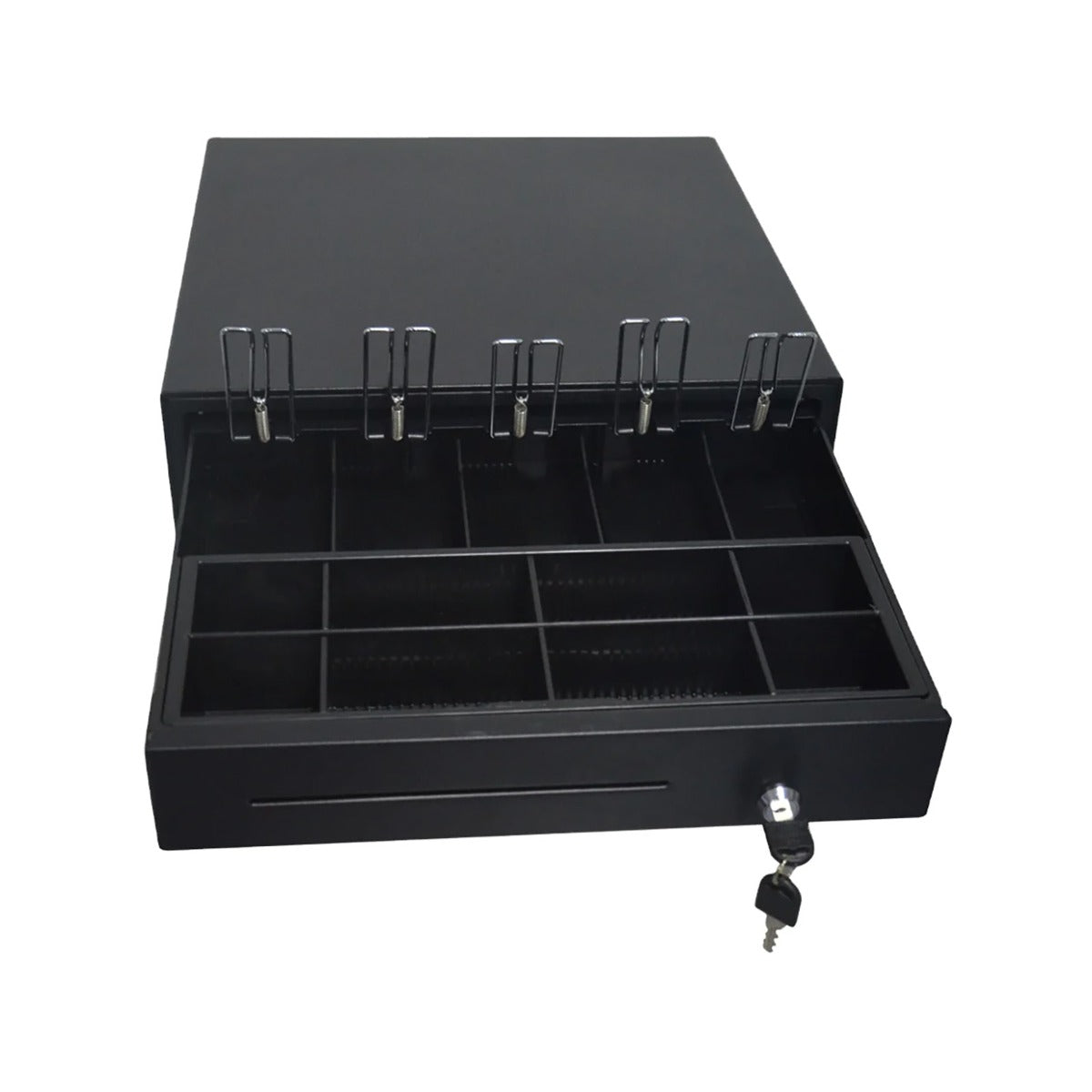PINNPOS CASH DRAWER CM410 BLACK 24V RJ11 CONNECTOR INSERT TRAY  5 BILL 8 COIN-0