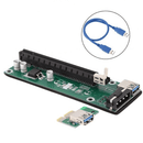 PCI-E 1X to 16X Riser Card Extender PCIE Converter with USB 3.0 Cable / 15Pin SATA to 6Pin Power Supply