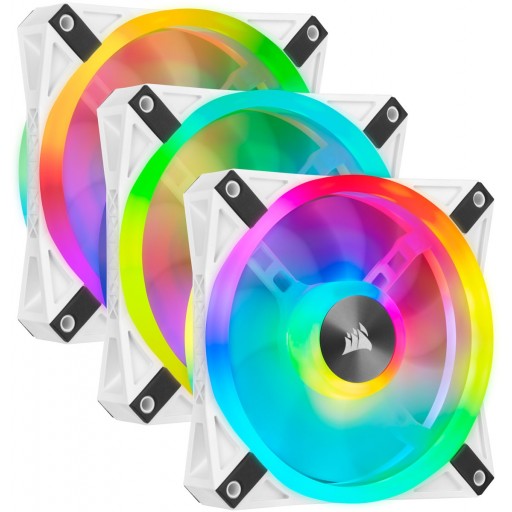 Corsair CO-9050104-WW QL120 iCUE RGB LED 120mm PWM White With Lighting Node CORE Case Fan - 3 Pack