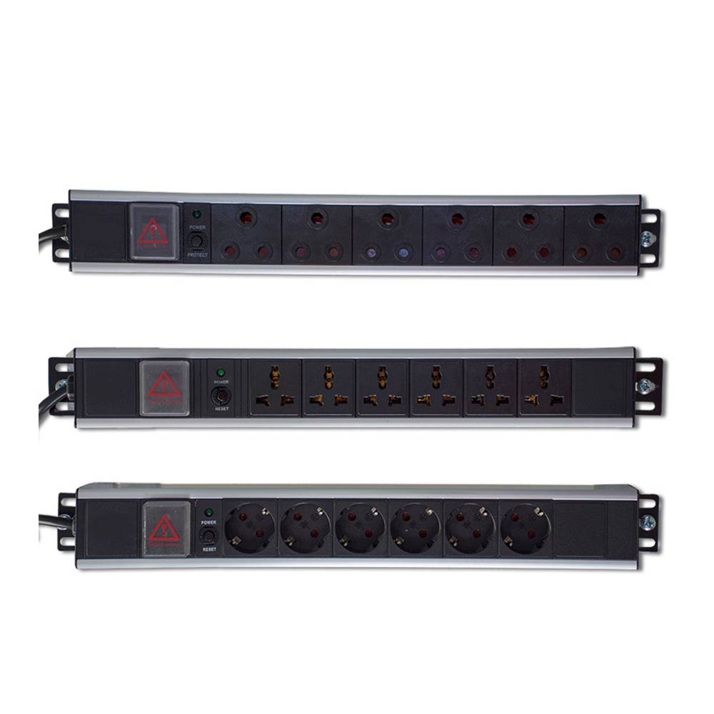 RCT PDU 6-WAY 16AMP 1.5U Alluminum Power Rail; SA 3-PIN; 220-250V; 50-60Hz; MaxOut 4000w; cert: CE; RoHS; UL; VDE; TUV