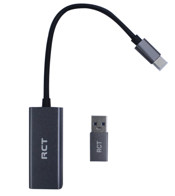 RCT ADP-GN3126 USB 3.1 TYPE C GIGABIT RJ45 ETHERNET ADAPTOR WITH USB TYPE A ADAPTOR