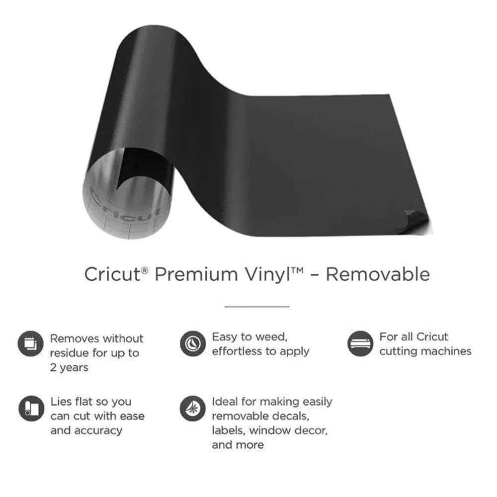 2004296: Cricut Premium Vinyl Removable 30.5 cm x 122 cm (Black)