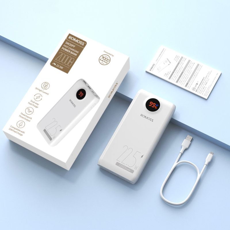Romoss 20000mah 22.5w Power bank WHT